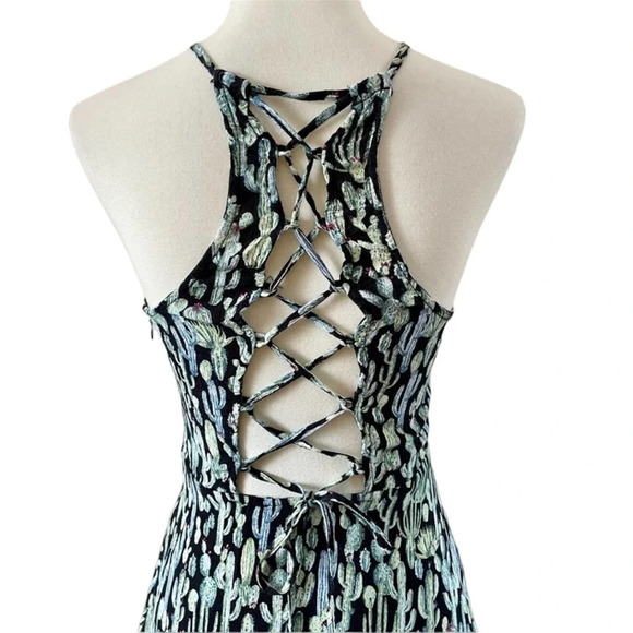 Ramy Brook Dress Halter Open Back Mini Dress Green Cactus Print Size XXS NWT - Picture 3 of 13